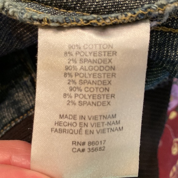 Bebe Denim Jean Jacket  Blue Full Zip Up Size Small Distressed Vintage - Picture 4 of 5